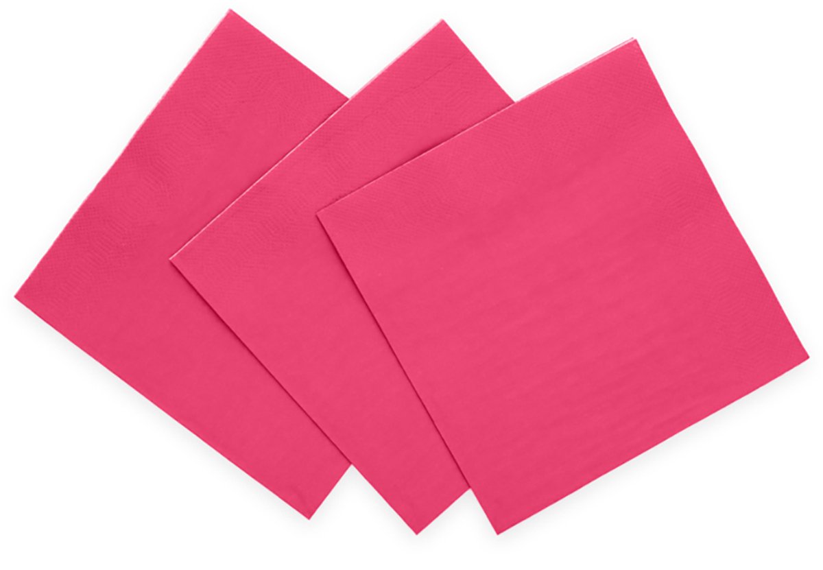 20x Papieren Lunch servetten 33x33cm 3-laags FSC - Felroze - Feestartikelen