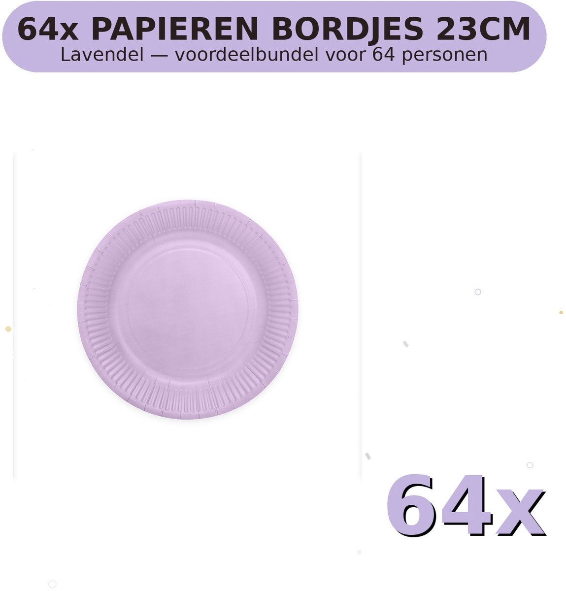 Bordjes 23cm FSC Lavendel - Voordeelverpakking 64 Stuks voor tot 64 Personen - Feestartikelen