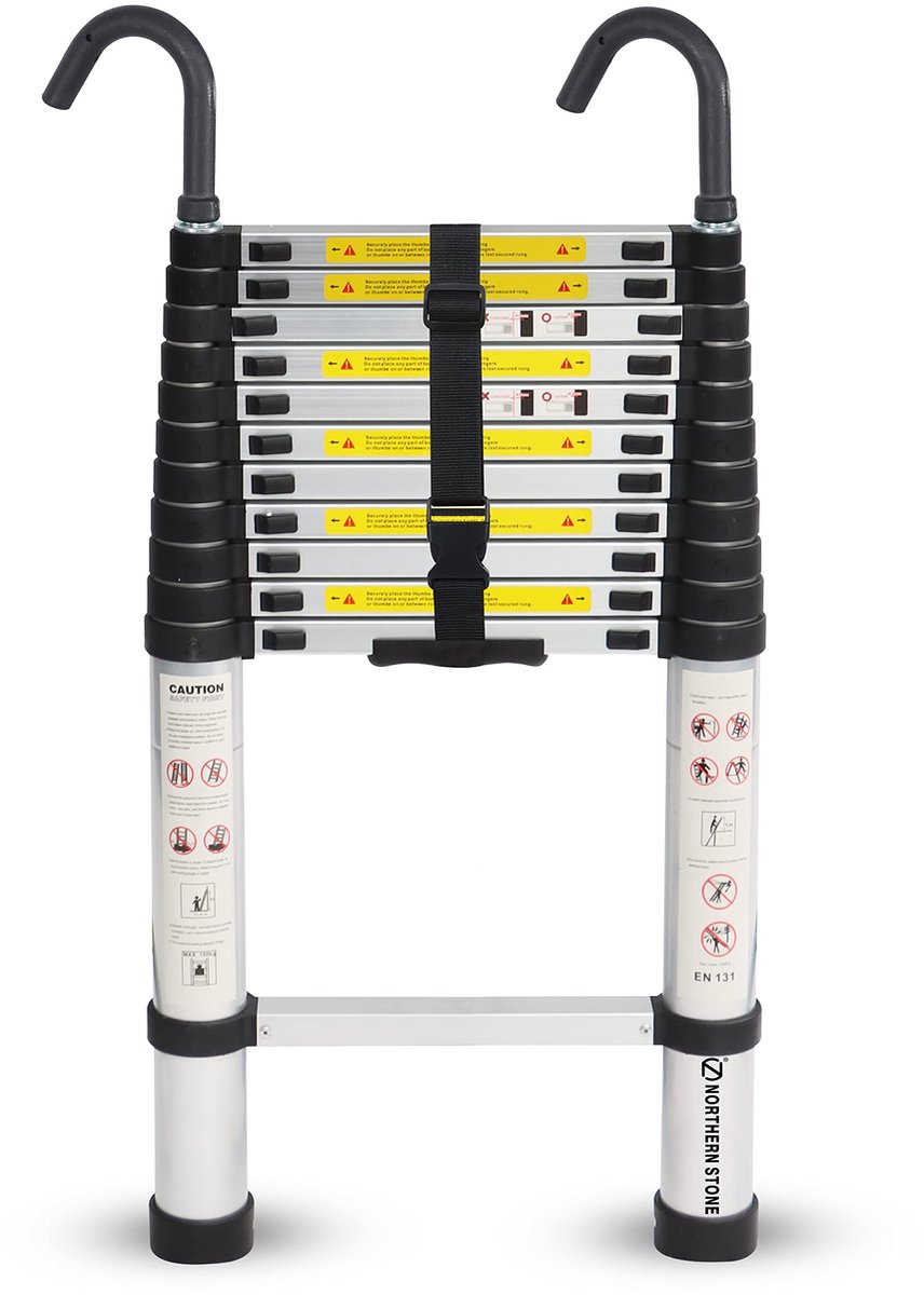 NORTHERN STONE Telescopische ladder 3,8 m 3,2 m multifunctionele aluminium lot-ladder uitschuifbaar, inklapbaar en - ShopVlot