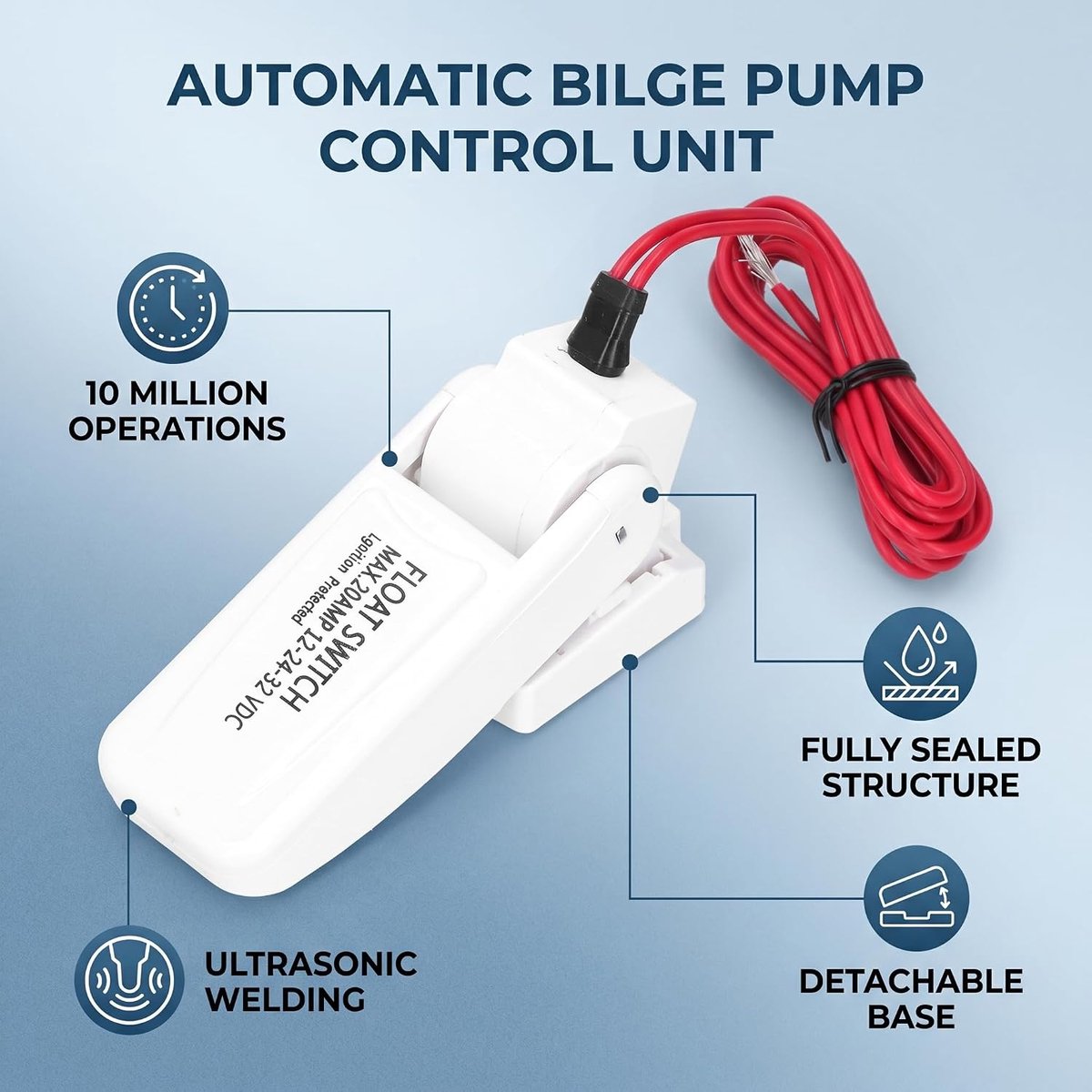 Float Switch for Automatic Water Pump DC 12V 24V 32V Bilge Pump Switch ABS Material - ShopVlot