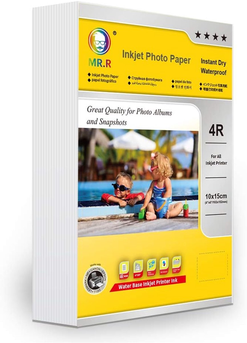 Fotopapier 180g/m² - 100 vel 4R-formaat - Enkelzijdig glanzend - Waterdicht en helderwit - ShopVlot