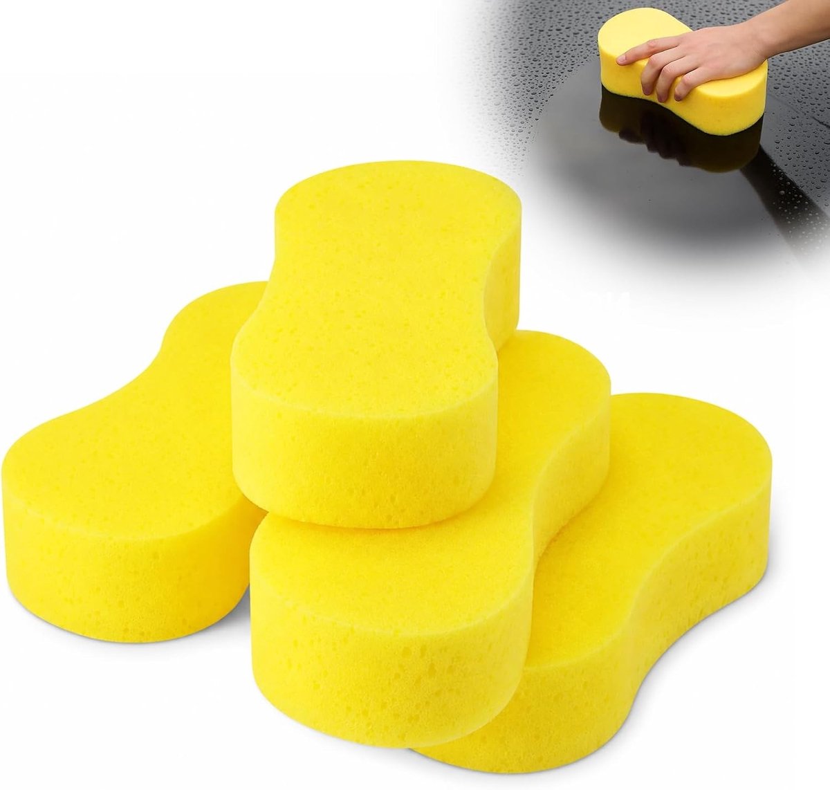 Multifunctionele autowasspons - 4 stuks, hoog absorptievermogen voor lak, velgen en huishoudelijk gebruik, 23 x 11 x 4,5 cm, ideaal voor reiniging in keuken en badkamer