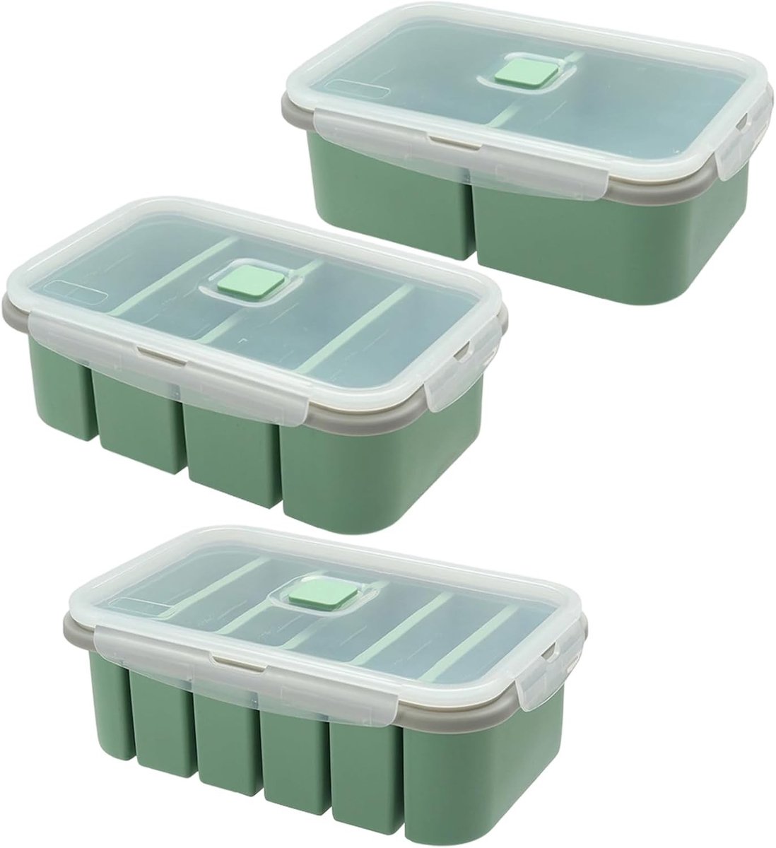 Siliconen Soep Vriescontainers Set van 3 met Deksel, Voor Soep, IJsblokjes en Sauzen, 125ml, 250ml, 500ml