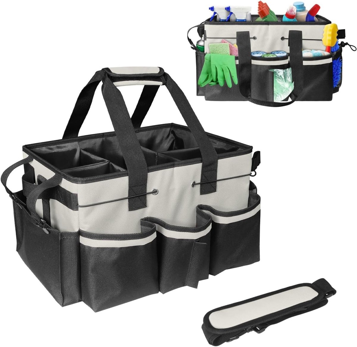 Draagbare Schoonmaak Caddy Tas met Handvat en Schouderbanden voor Effectieve Organisatie van Schoonmaaktools