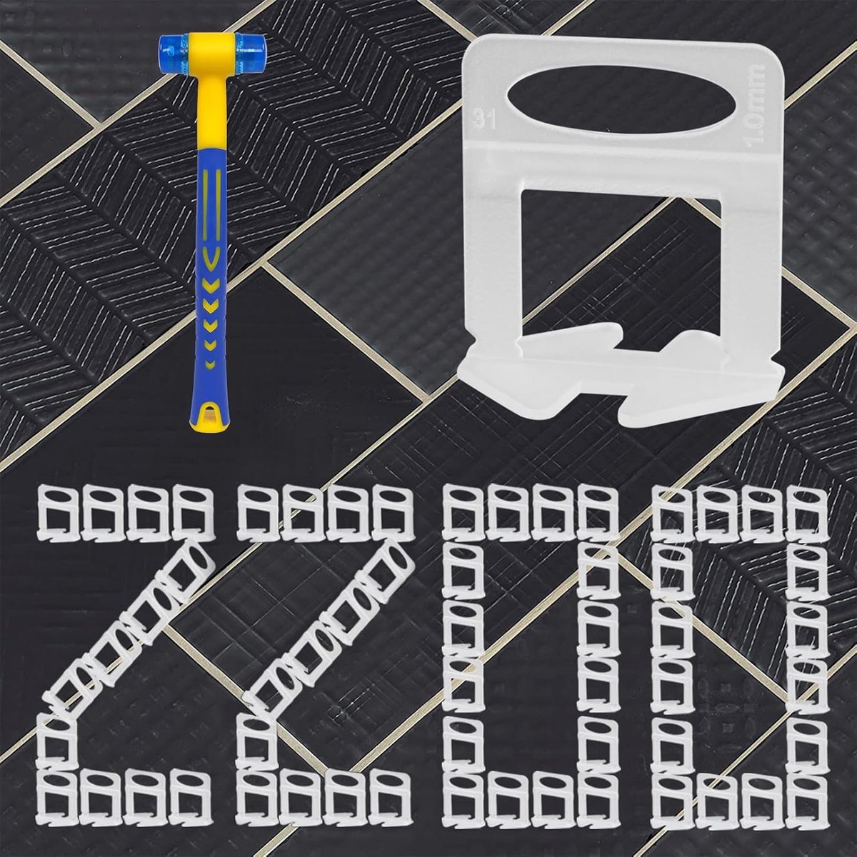 2200 Stuks Tegel Niveau Systeem Klemmen 1/16 Inch (1.5mm) voor Keramische Tegels en Natuursteen - DIY Tegel Uitlijn Kit voor Perfecte Installatie en Afstandhouders