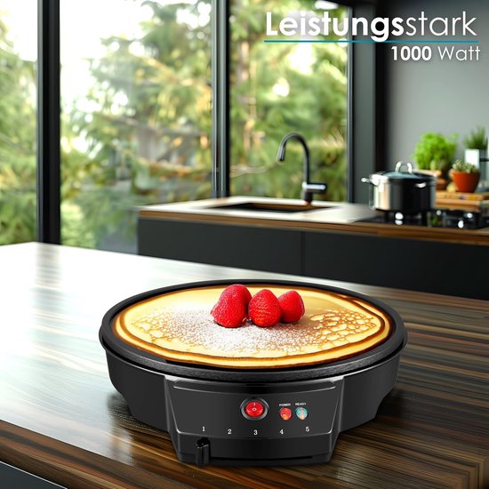 Crêpes Maker - Pannenkoekenpan Elektrisch - Lekkere Pannenkoeken Maken - Cool-Touch Handgreep - 30 cm Diameter - Grijs — afbeelding 4