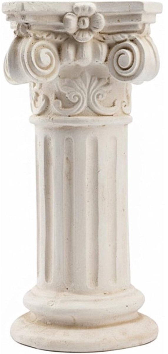 Romeinse zuil voetstuk - Klassieke pilaar decoratie - Bruiloft decoratie - Handgesneden details - 40 cm hoog - Antiek wit