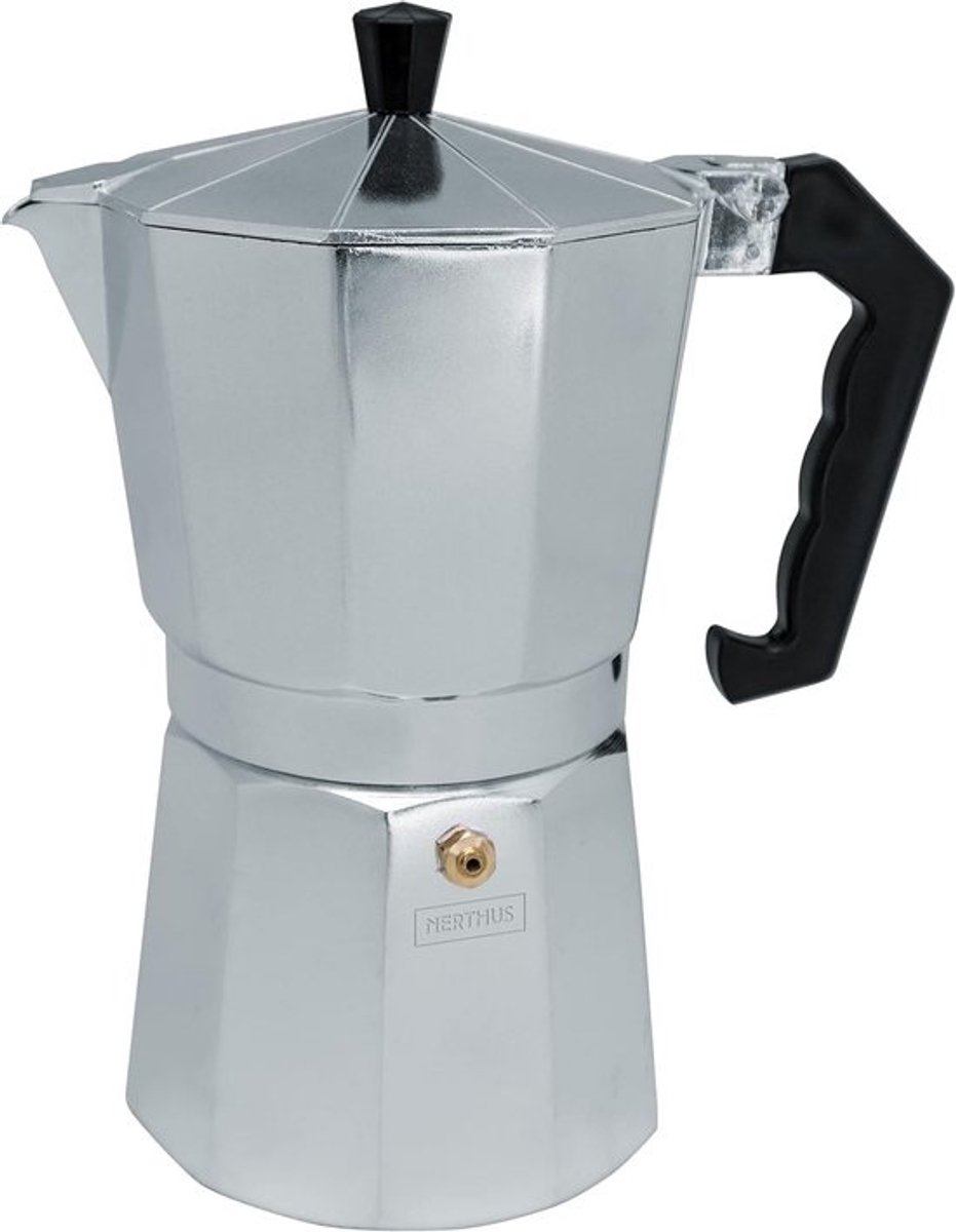 Klassieke Moka Pot Espressopot voor Inductie, Gas en Elektrisch - 6 Kops