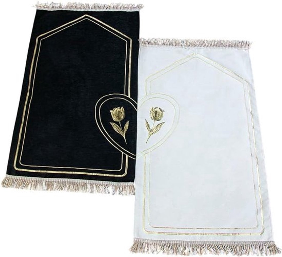 Luxe Set Moslim Gebedskleden voor Koppels - Zacht Gebedskleed met Rozenkrans - Islamitisch Cadeau