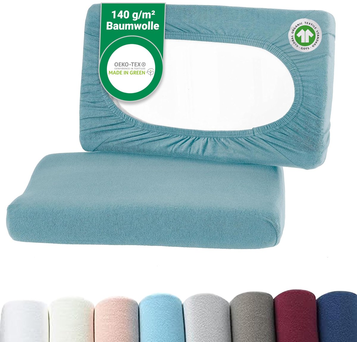 BaSaTex Organische kussenhoezen, stretchhoezen, set van 2 stuks, voor nekkussen en gezondheidskussen, 97% - ShopVlot
