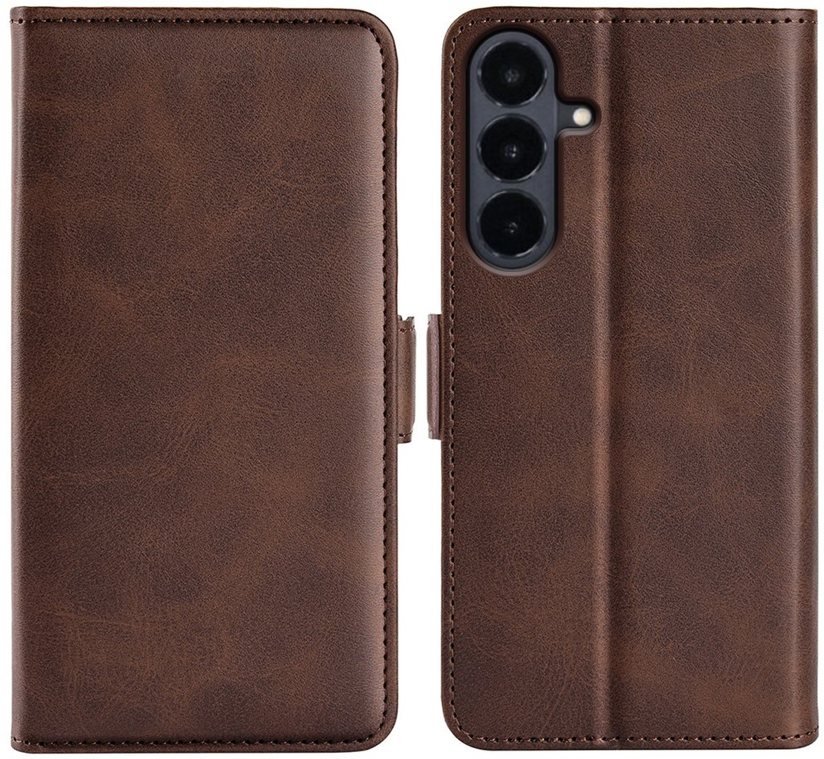 MobyDefend Hoesje - Geschikt voor Samsung Galaxy S26 FE - Luxe Wallet Book Case (Sluiting Zijkant) - Bruin