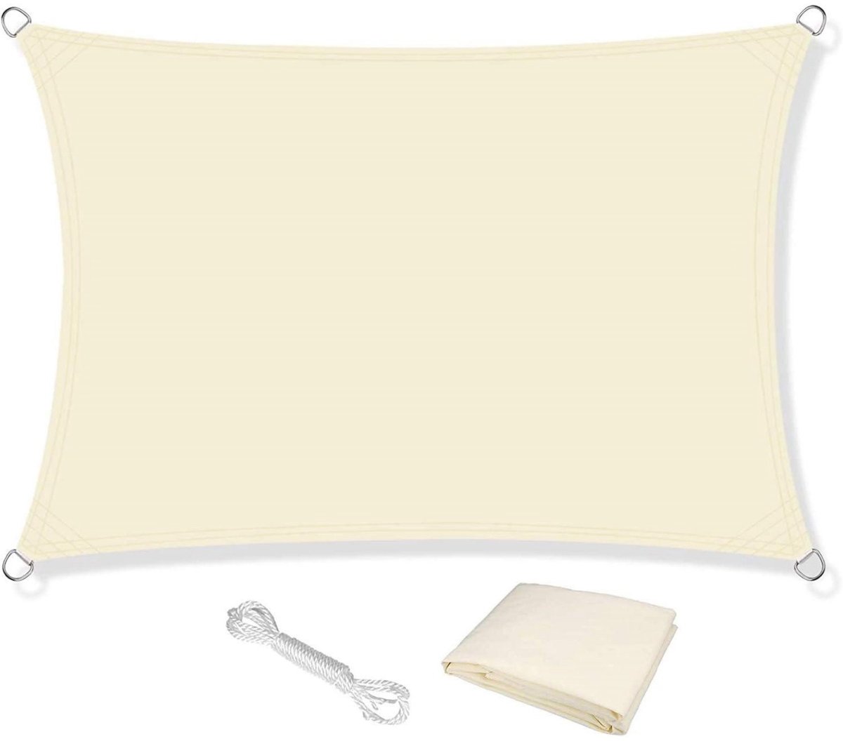 SSTRWGOOD Waterdicht zonneschermdoek - 2,5 m x 3 m - Rechthoekig - Zonneschermdoek geschikt voor balkon - 120 g/m² - Geschikt voor tuinbalkons - Beige