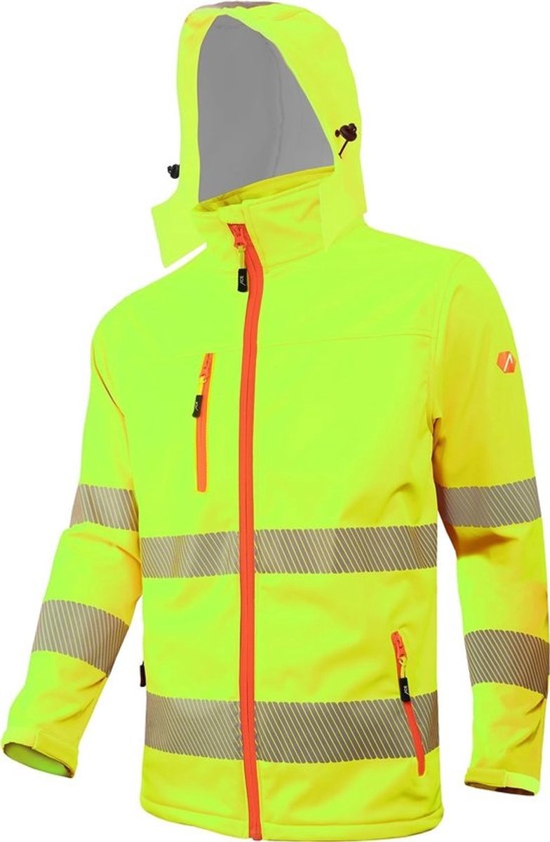 High Visibility Softshell Waarschuwingsjas met Reflectoren en Afneembare Capuchon EN ISO 20471 Klasse 3