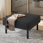 Wishdor Hocker - Cordstof en zachte vulling - Metalen frame - Modern design - Woonkamer slaapkamer kantoor hal - Grijs - Voor zitten en als bijzettafel - 56 x 51 x 39 cm