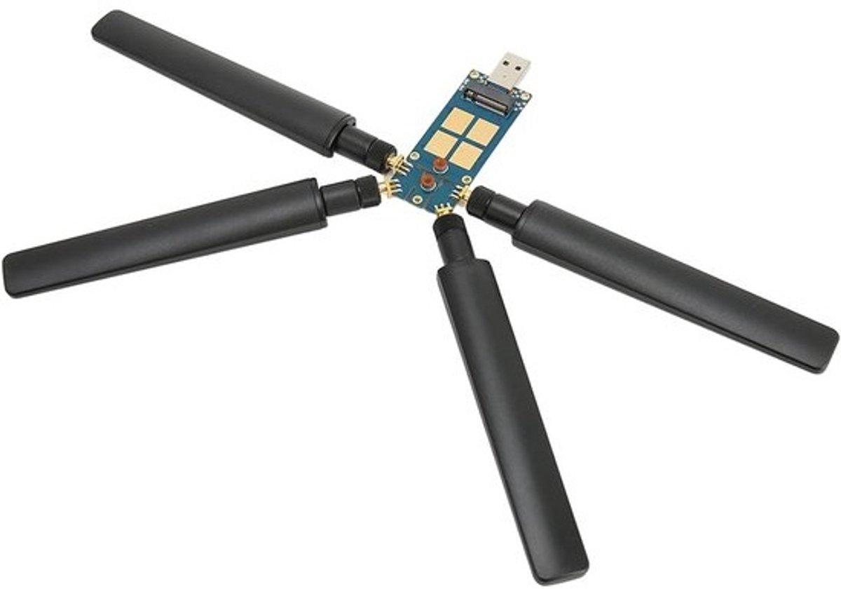 5G Module USB Adapter Bord met 4 Antennes en Koeling voor M.2 Key B Kaart