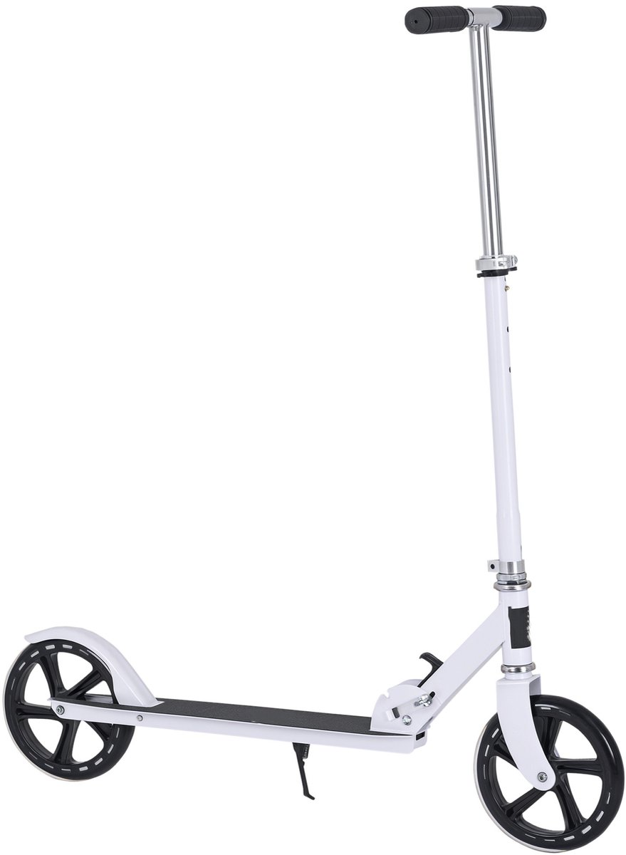 ECTEATOY® Kinderstep - Opvouwbare Step voor Kinderen - In Hoogte Verstelbaar (75-100 cm) - Met Achterrem - Aluminium - Wit