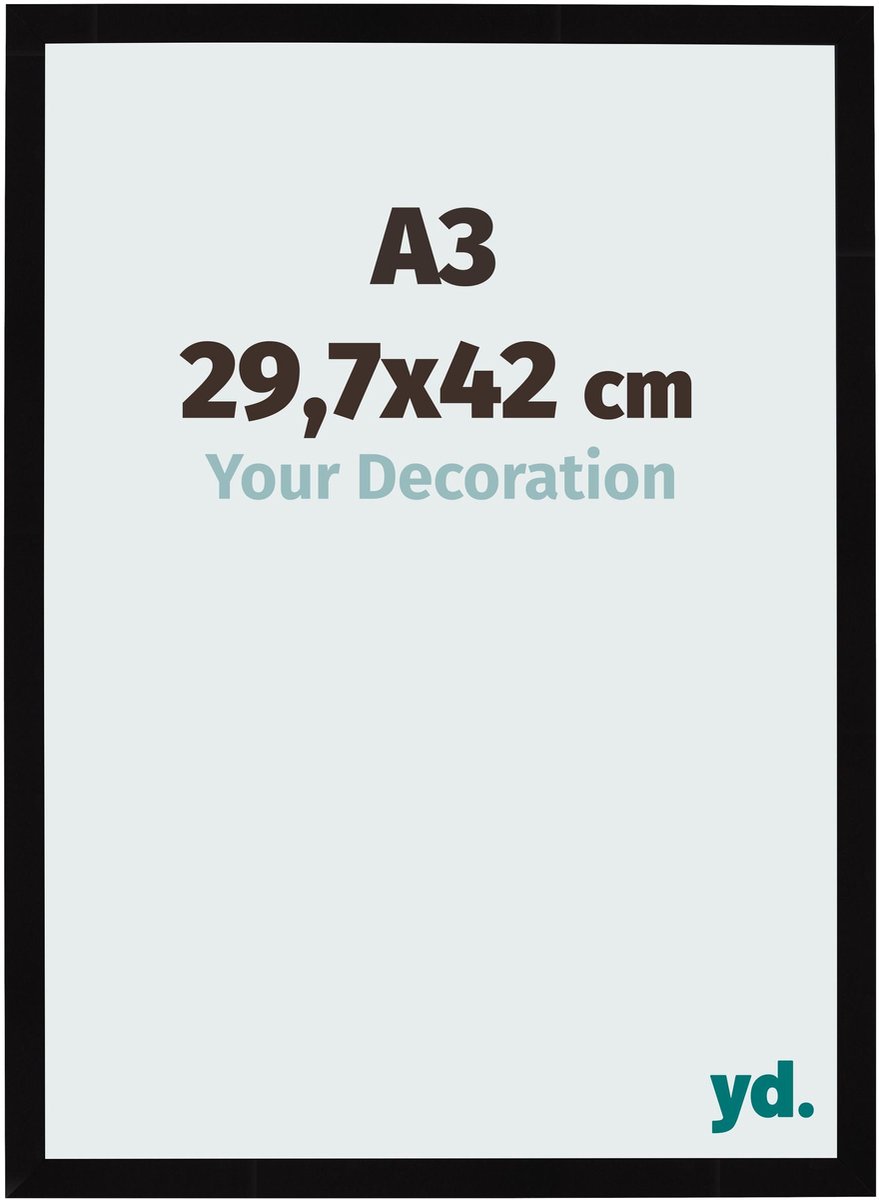 Your Decoration - Fotolijst A3 29,7x42 cm - MDF - Zwart Hoogglans - Bologna