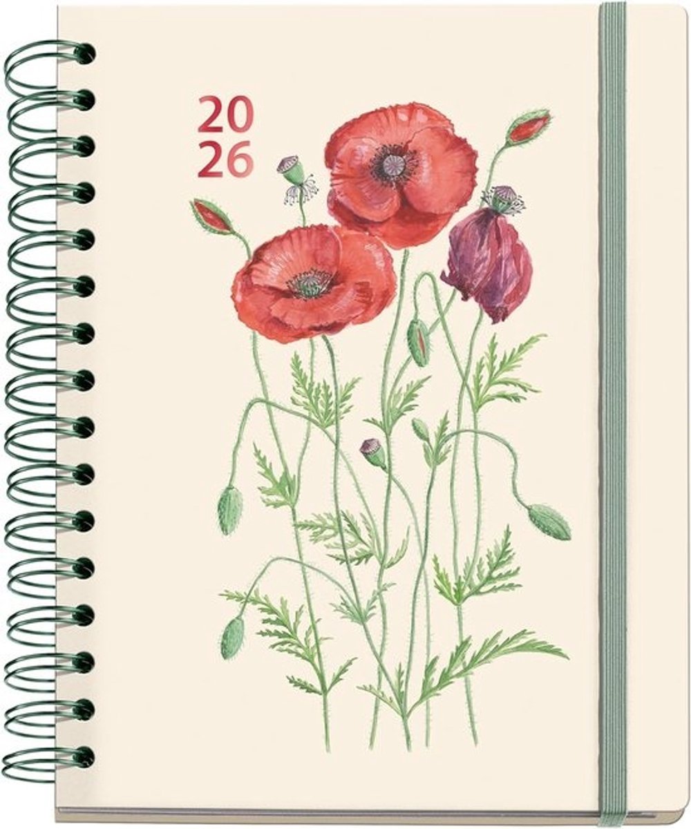 Dagplanner 2026, Dag per Pagina, A5+ Formaat, Dubbele Spiraal, Gelamineerde Envelop, Diverse Talen, Creatief Ontwerp, Stickers
