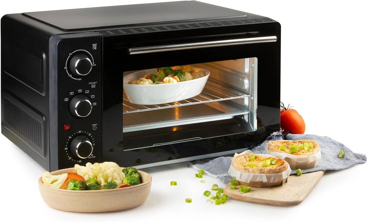 Vrijstaande Oven - Compacte mini oven - Lekker koken - Veelzijdige ovenstanden - 28 Liter - Zwart