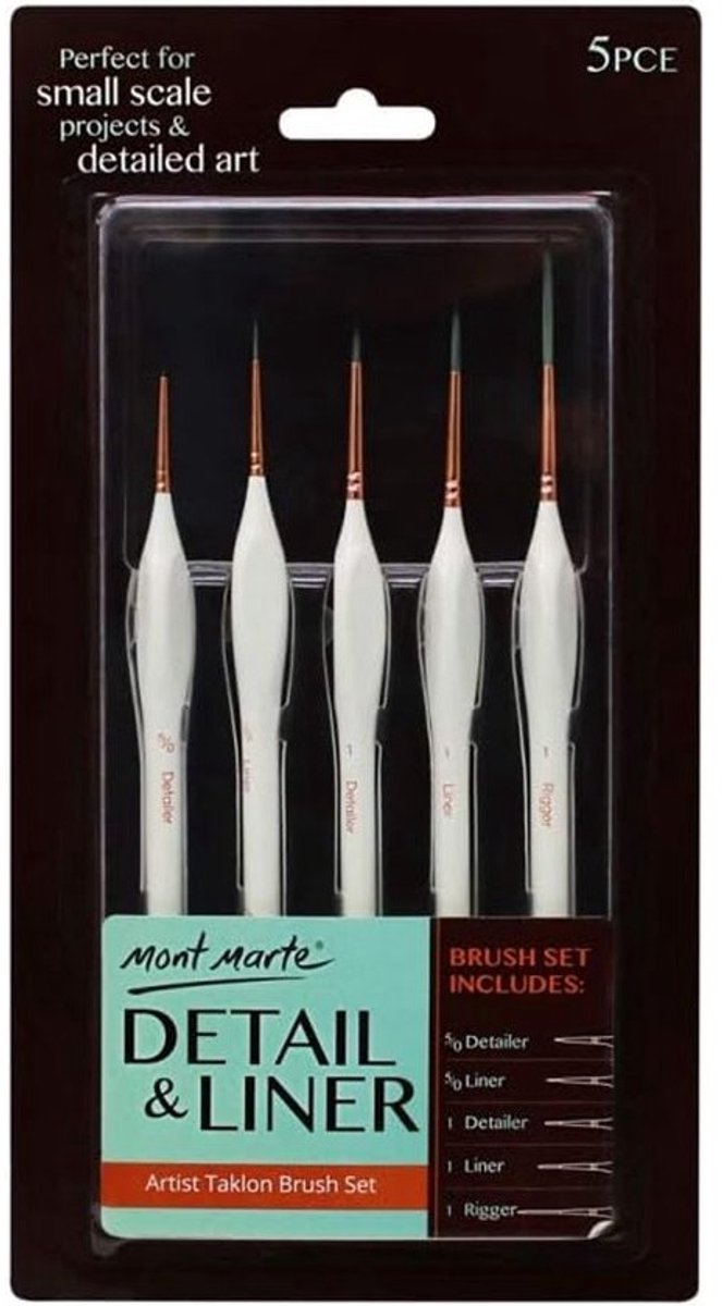 Detail en Liner Borstelset - Set van 5 voor Precisiewerk