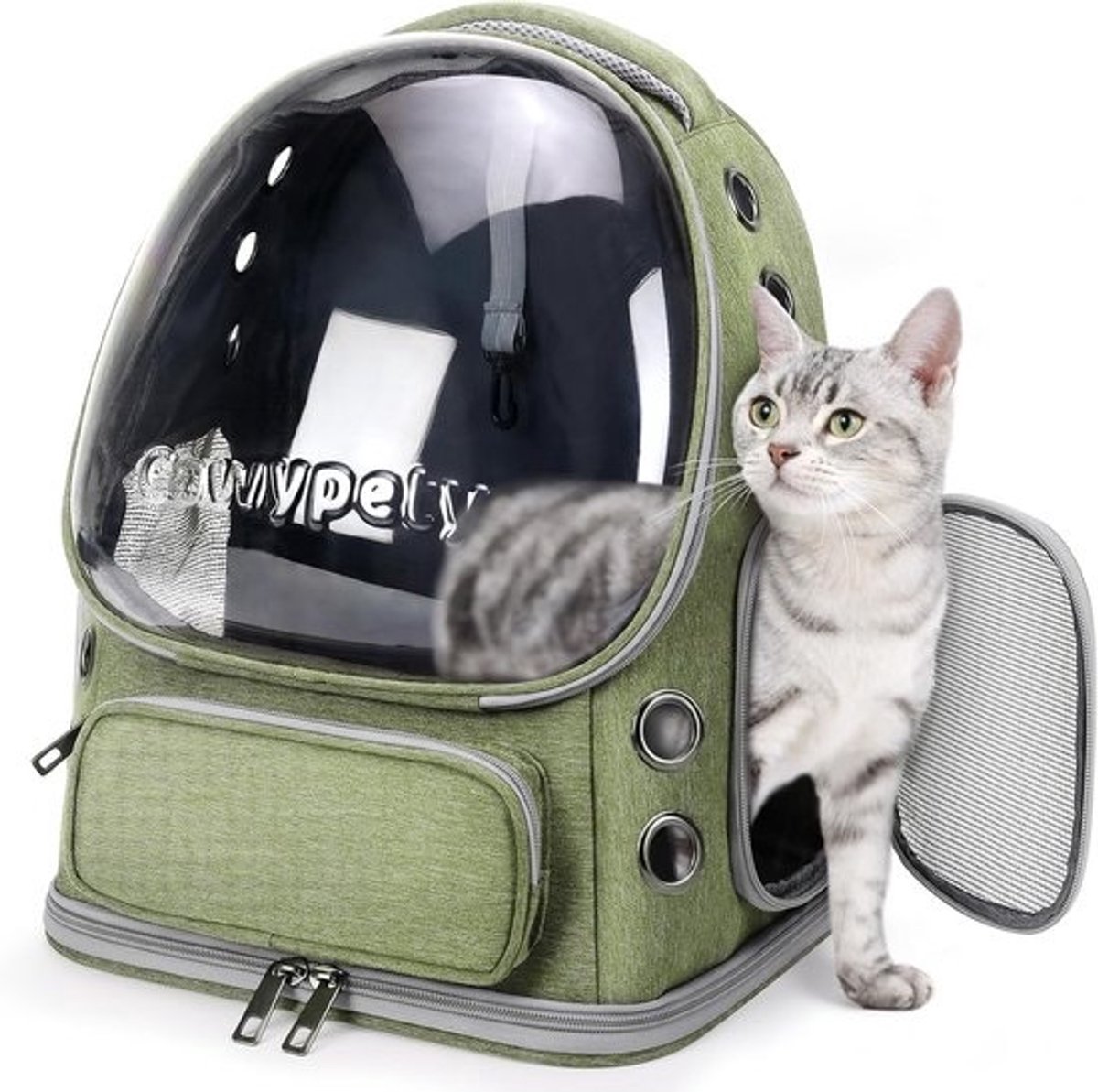 Ademende Kattenrugzak met Groot Panoramisch Venster - Reistas voor Kleine Hondjes en Katten tot 6,8 kg
