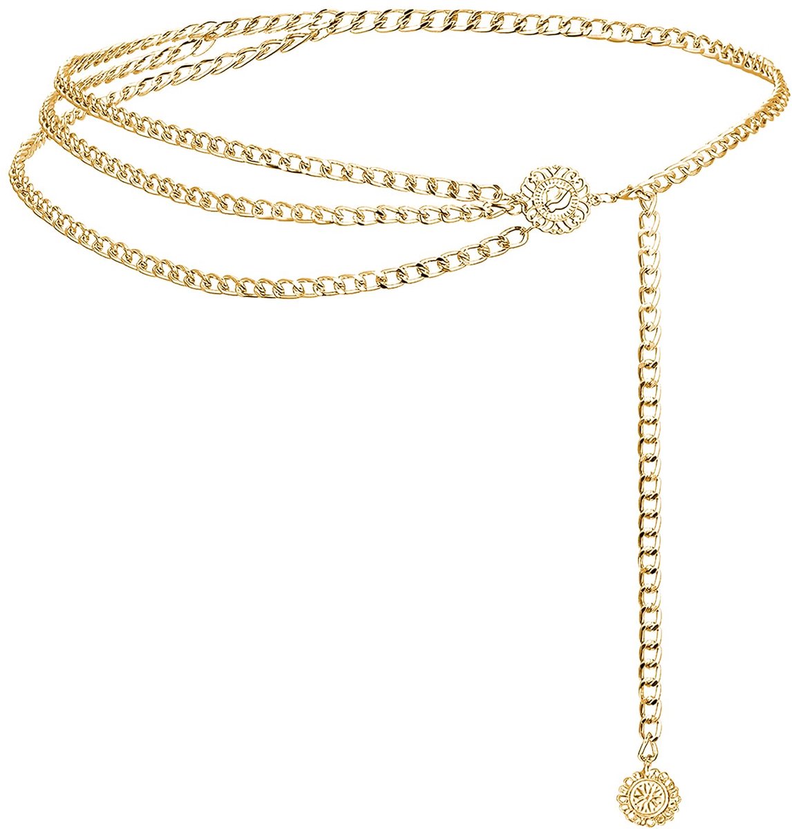 NECXON Gouden Tailleketting, Metalen Kettingriem, Buikketting, Lichaamsketting, Goud, 105 cm, 1 Stuk - ShopVlot