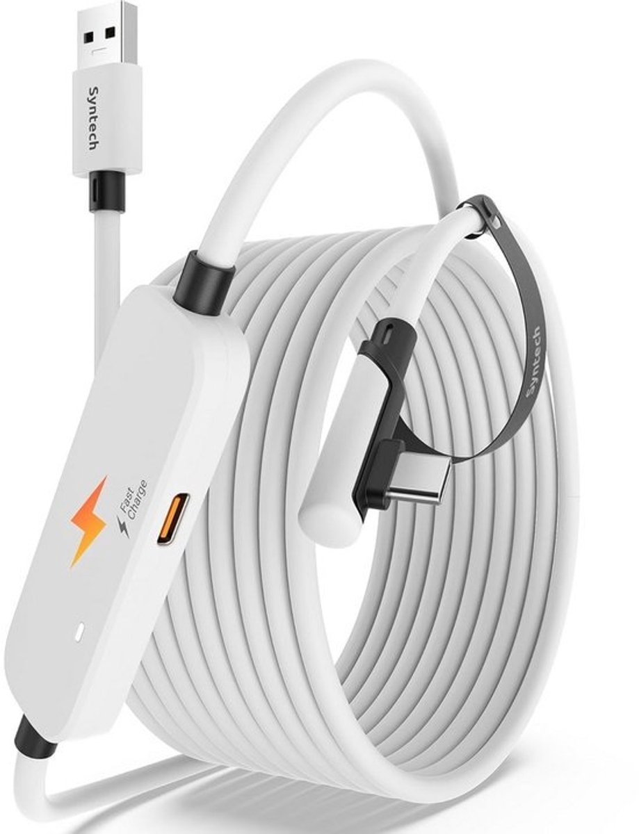 Linkkabel met Oplaadfunctie 5M voor VR-Headsets – USB 3.0 A naar C voor PC/SteamVR