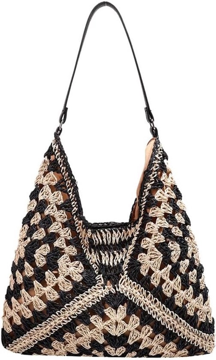 Geweven hobo-tas voor dames - strandtas, stads- en werkhandtas, zomeraccessoire