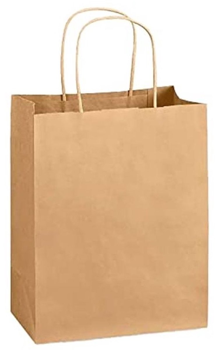 Kraft Paper Bags - 10 Stuks Kwalitatieve Papieren Tassen met Handgrepen - Ideaal voor Cadeaus en Winkelen
