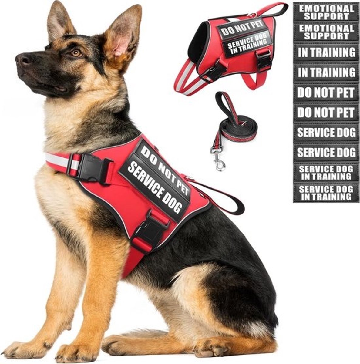 Lichtgewicht Hondentuig Rood XL met Reflectie en 10 Klittenbandpatches