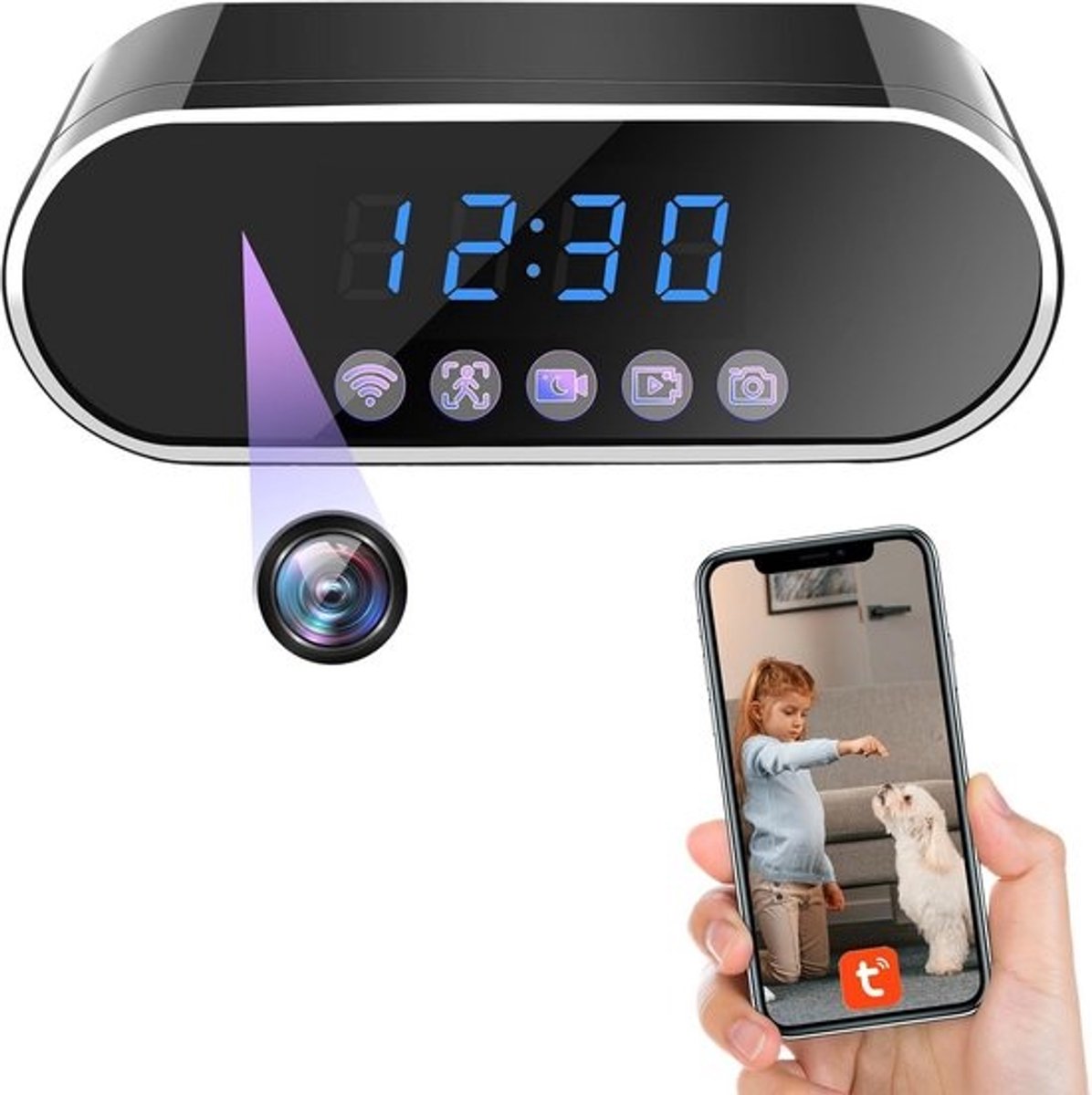 Verborgen Mini Spy Camera 1080P HD met Nachtzicht en 5G/2.4G Wifi voor Binnenbewaking