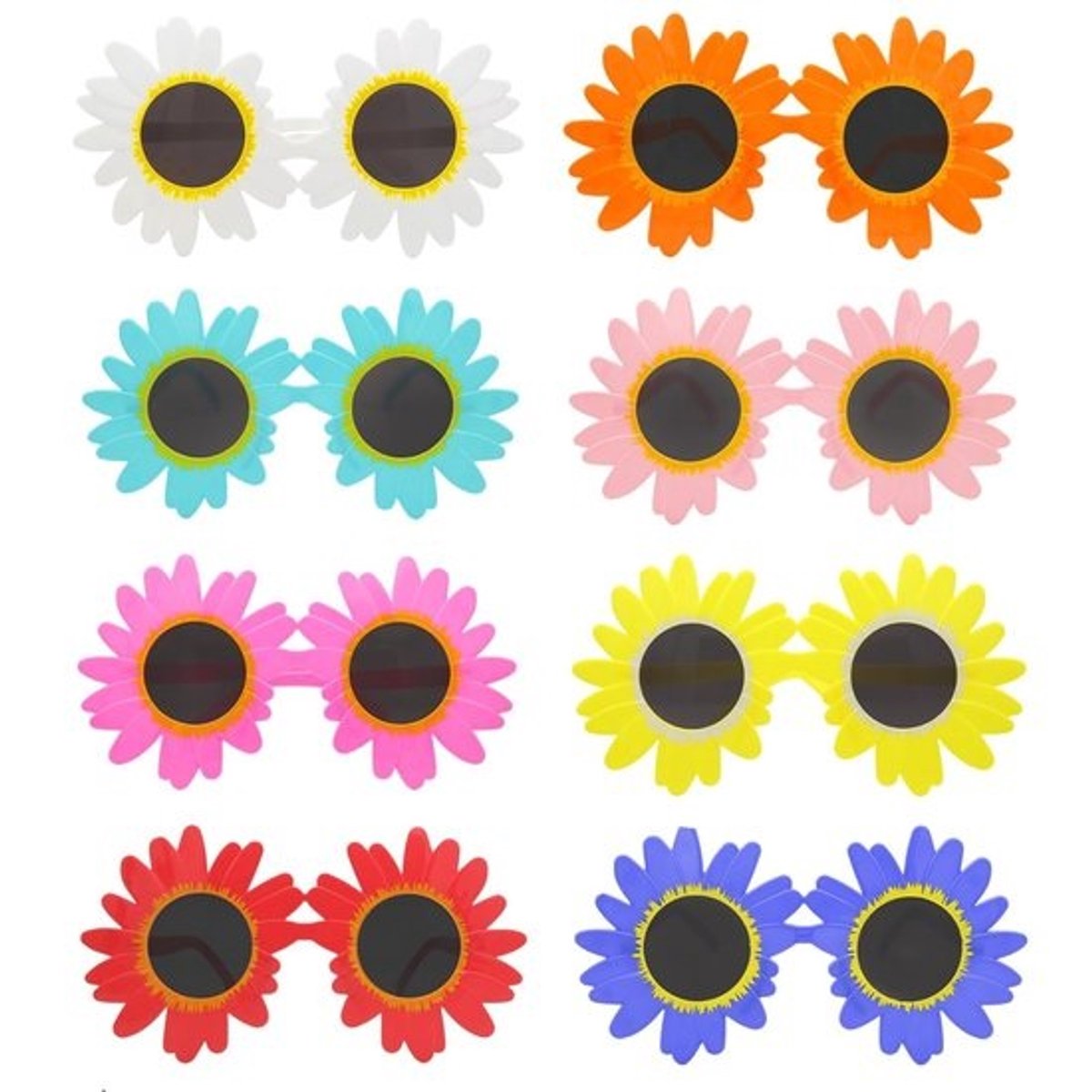Allecto - Zonnebloem Zonnebrillen - Leuke Feestzonnebrillen - 8 Stuks - Ideaal voor Kinderen - Bescherming tegen UV-stralen - Kleurrijke Accessoir