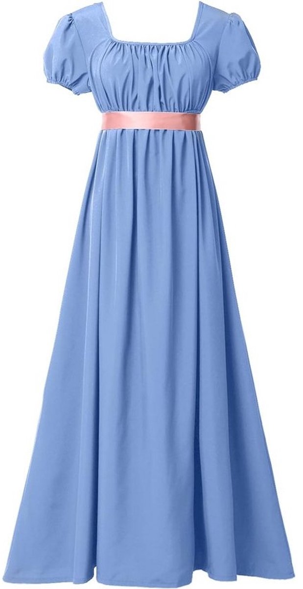 Regency Baljurk voor Dames met Empire Taille en Pofmouwen