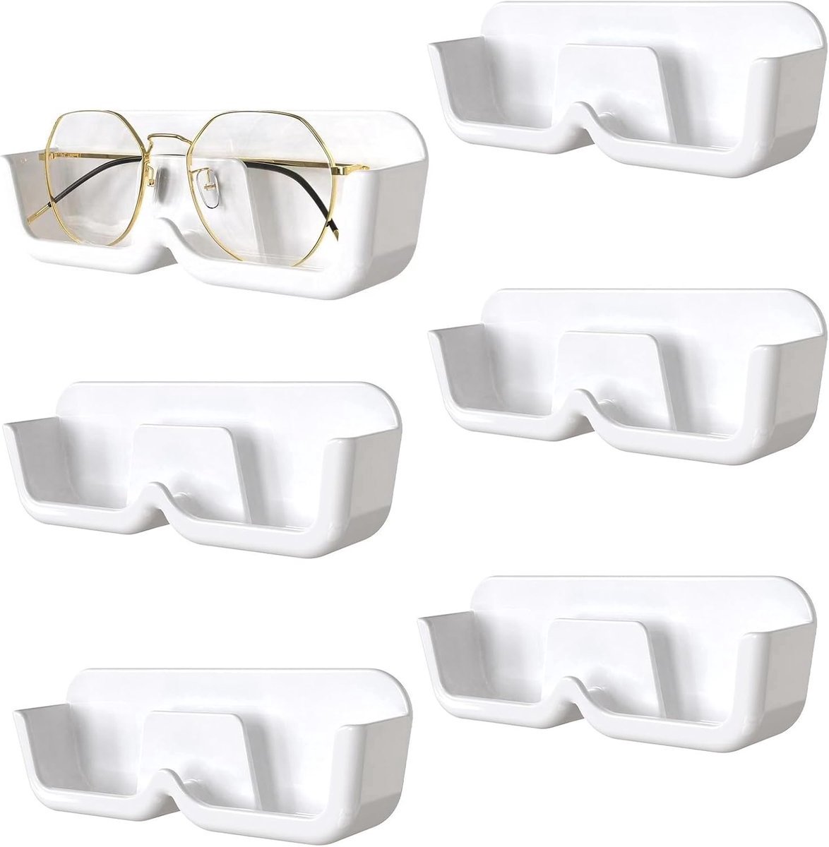 6 stuks - Brilhouder - Brillenstandaard - Brillenrek - Brillenhouder - Brillenkokers - aan de muur te bevestigen zonnebril organizer - hangende zonnebril organizer - brillenorganizer - zonnebrilstandaard - voor entreekastdeurdecoratie (wit)