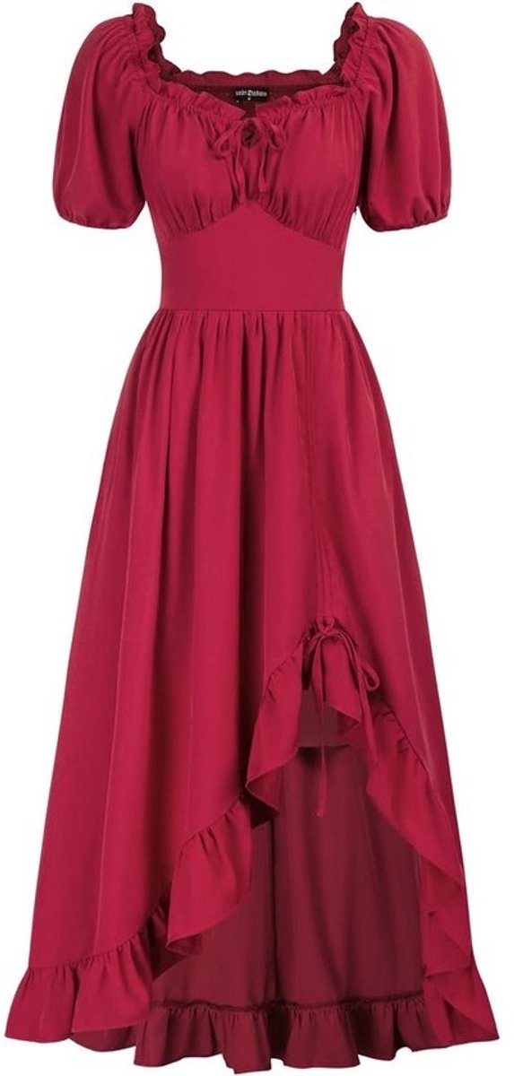 Lange Renaissance Jurk Vrouwen Corset Stijl Cottagecore Maxi Jurk met Zakken
