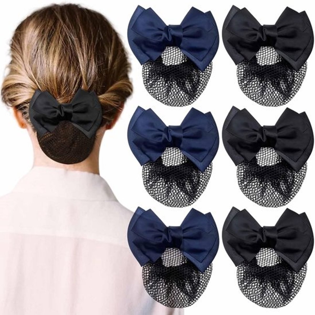 6x Haar Netjes Strik Haar Broodje Cover voor Vrouwen - Stijlvolle Haarnet Clip
