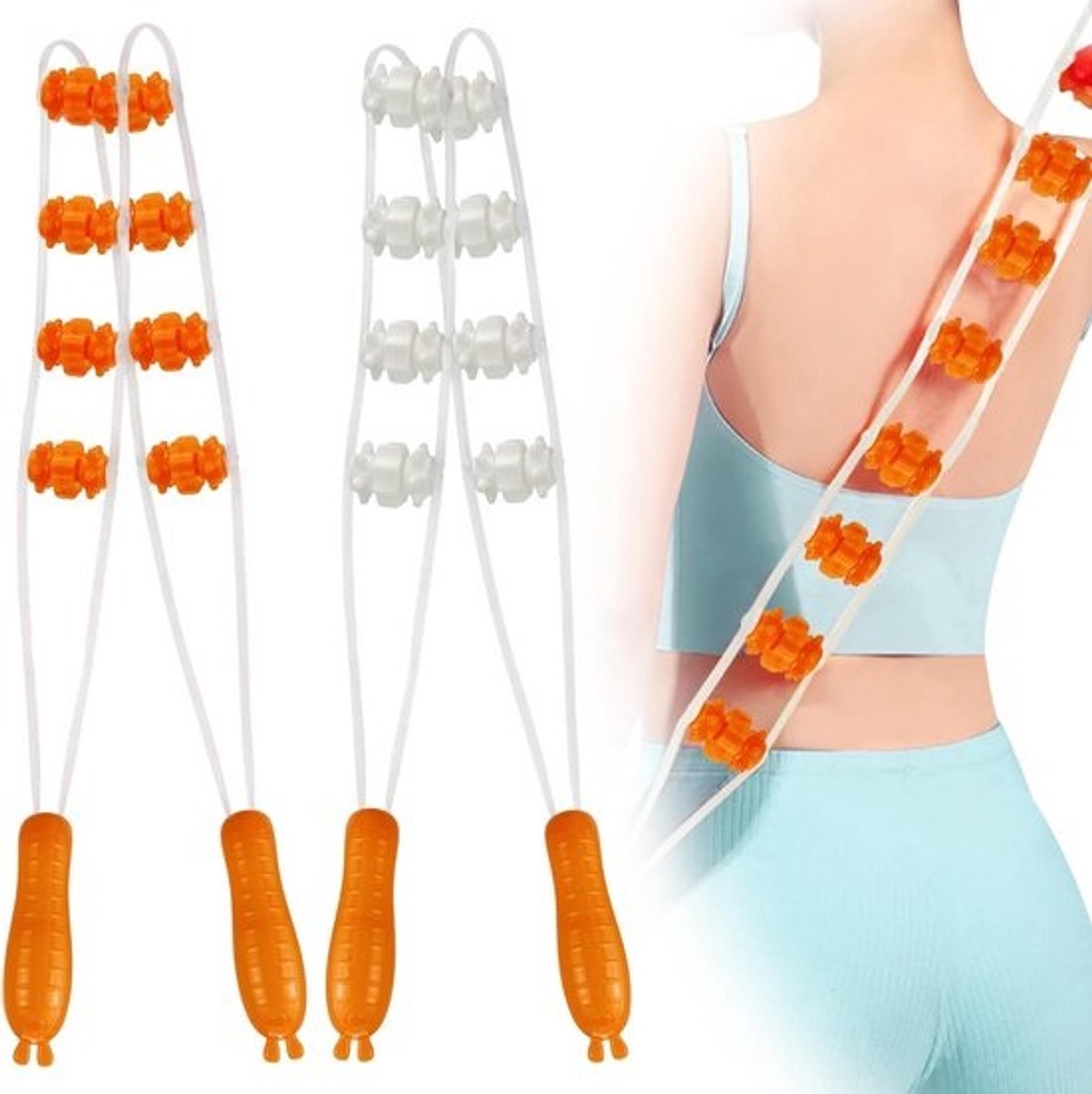 Set van 2 Massage Rollers met Handvat voor Spierontspanning en Herstel