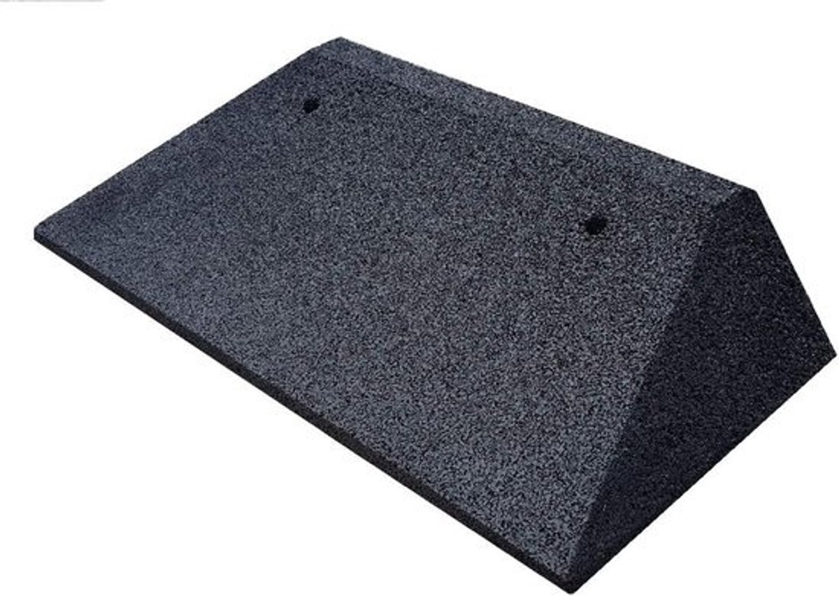Rubber Oprit Oprijplaat met Dubbelzijdige Afschuining - 50x25x6 cm - Zwart