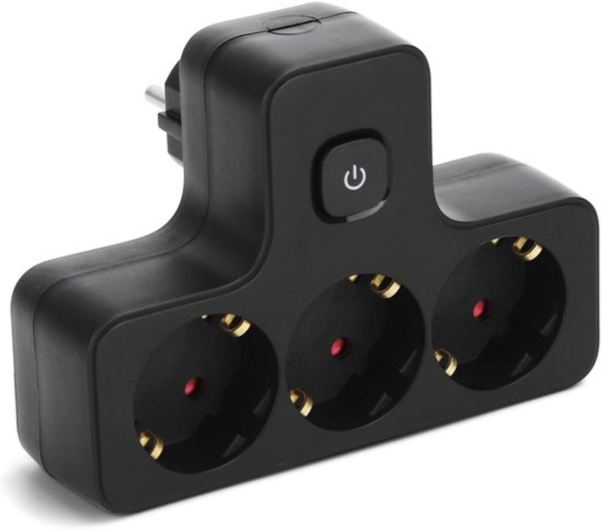 Adapter met schakelaar en 3 stopcontacten met kinderbeveiliging