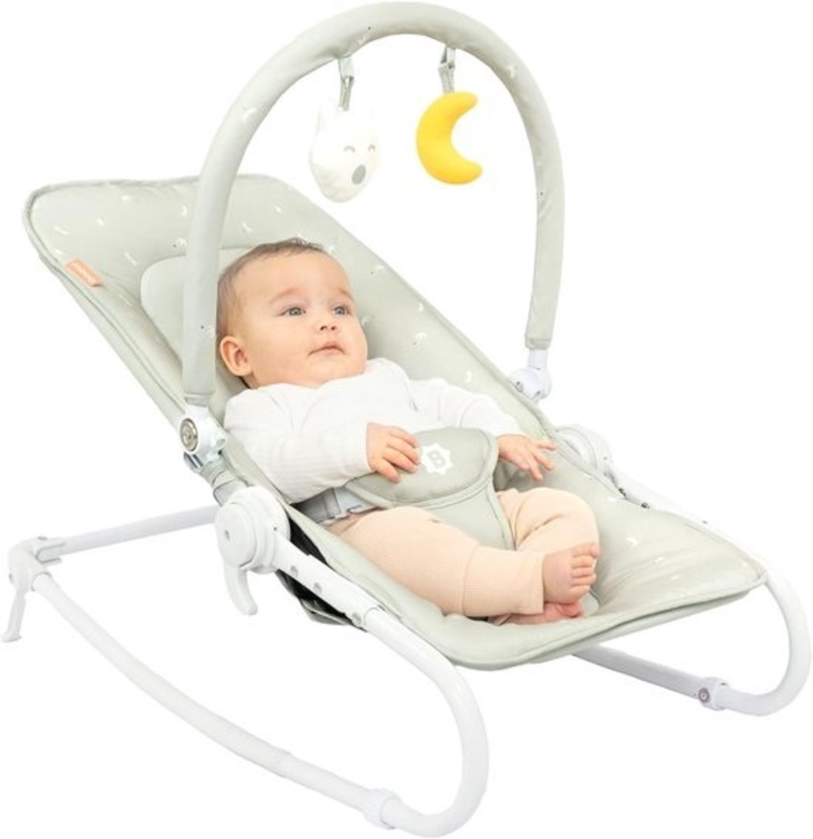 Inklapbaar Baby Ligstoeltje Met Verstelbare Rugleuning - Vast Of Schommelend - 3-Punts Veiligheidsgordel