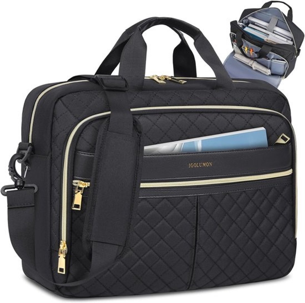 Laptop schoudertas voor dames, 17 inch/15,6 inch, waterdicht en multifunctioneel