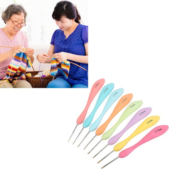 Ergonomische haaknaaldenset met comfortabele handgrepen voor beginners, ideaal voor haken, breien en creatief garenwerk — afbeelding 5