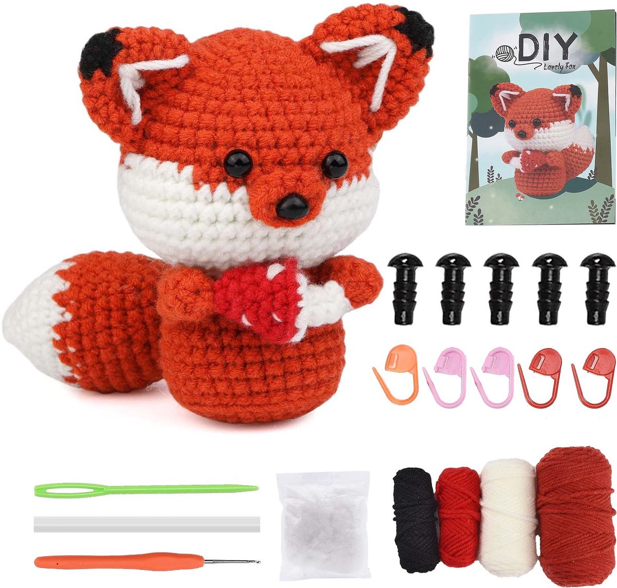 Haakpakket Rode vos – Complete DIY Haakset voor Beginners, Haken Pakket, Amigurumi Haakset, Creatief Handwerk Pakket als Decoratie en Cadeau
