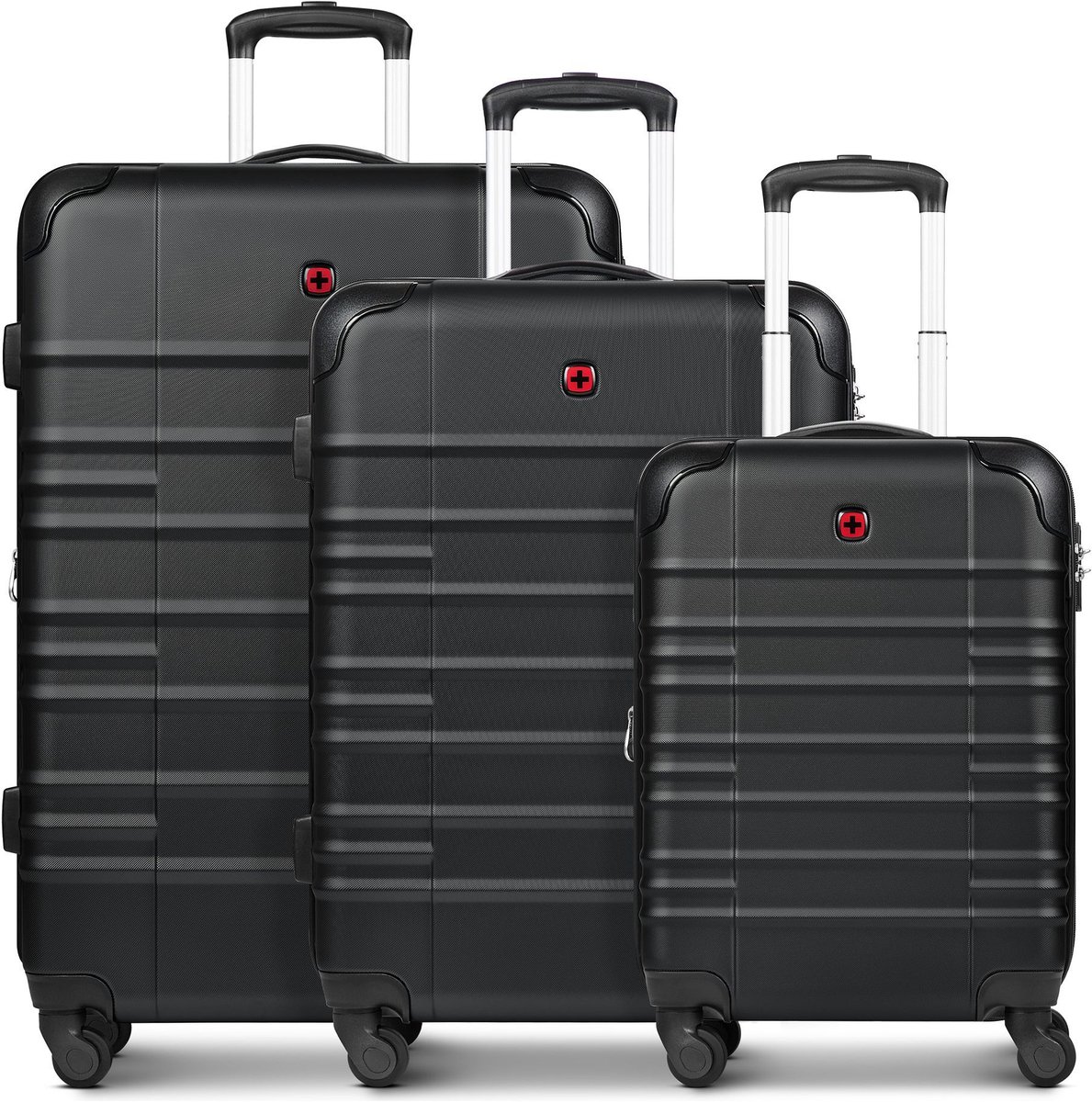 Wenger Amplar Evo 4 wielen Kofferset 3-delig met uitbreidingsplooi - Harde bagage - Combinatieslot - black