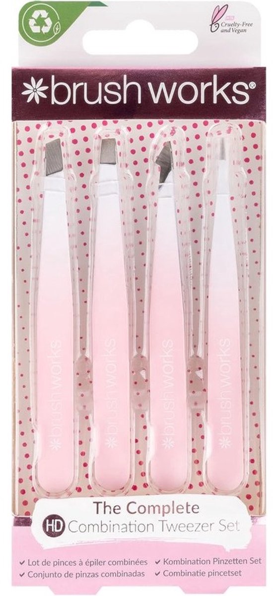 Pincet Set - Ontharingspincet Combinatie - Wenkbrauwen Stylen - 4 Verschillende Punten - 16 x 2 x 7 cm - Wit
