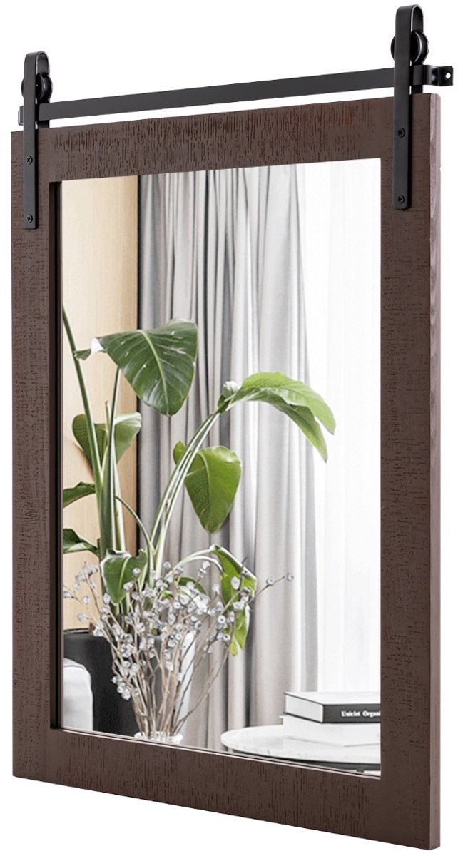 SureDeal® - Wandspiegel - Rechthoekige spiegel - Houten Rustieke Onbreekbare - 76x56 cm - Donkerbruin