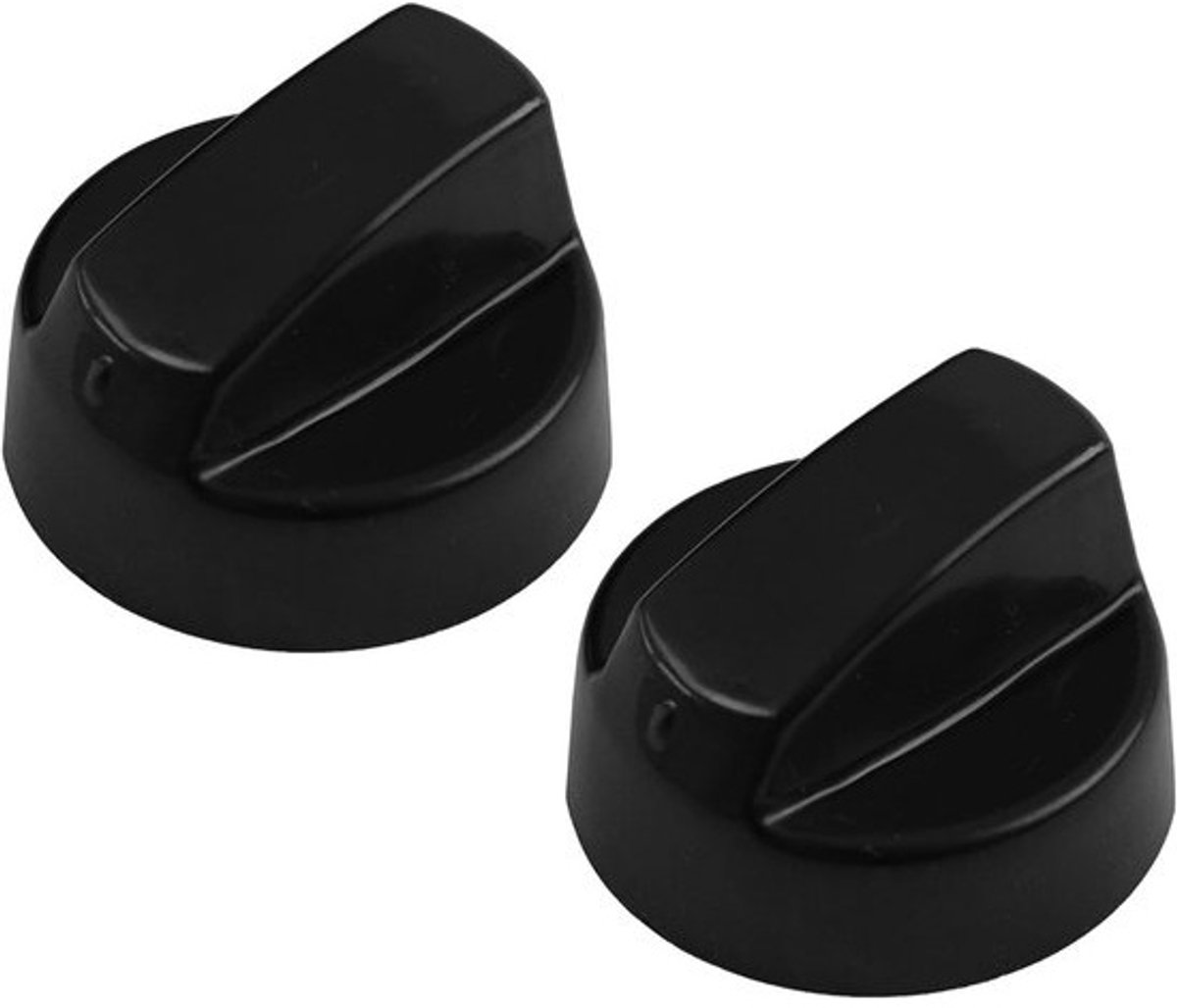 Universale zwarte bedieningsknoppen voor alle merken en modellen van broodroosters, fornuizen en broekpersen - set van 2 met adapters