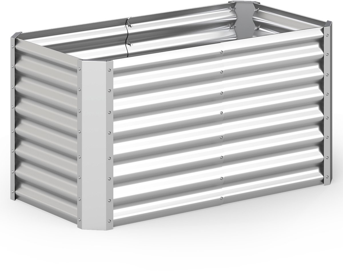 SureDeal® - Plantenbak - Hoge Bed Metalen - Open Bodem - 119,5x61,5x60,5 cm - Zilver