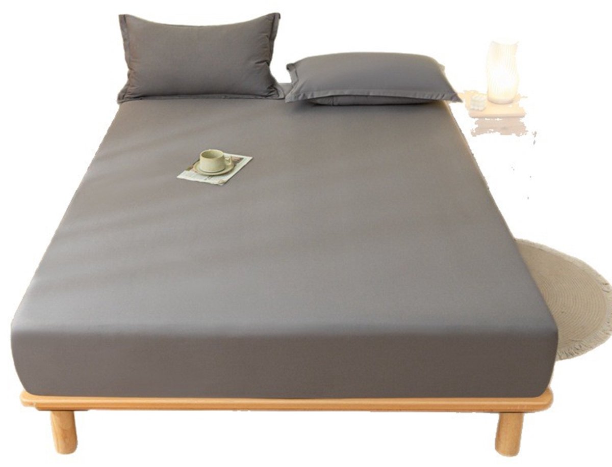 Hoeslaken, dekbedovertrek, effen katoenen sprei, matrashoes (1 stuk)-Wit-140*200cm