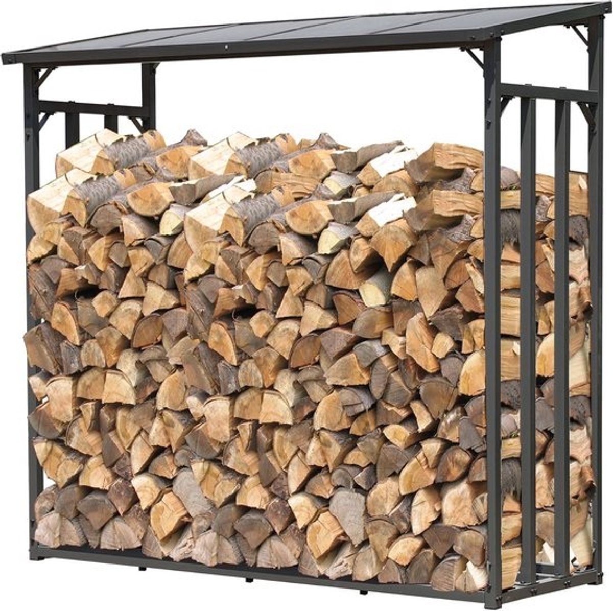 Metalen Haardhoutrek Antraciet 143 x 70 x 145 cm - Tuin Haardhout Opslag voor Buiten